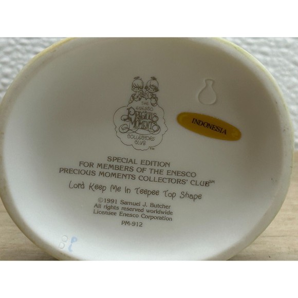 1991 Enesco Precious Moments "Lord Keep In Teepee Top Shape" Porcelain Figurine - Picture 6 of 12